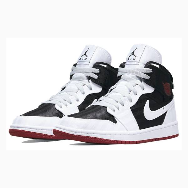 Black / White Nike Mid SE Utility Canvas Gym Basketball Shoes Women's Air Jordan 1 | JD-627HD