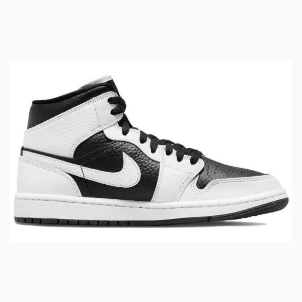 Black / White Nike Mid Split Basketball Shoes Women's Air Jordan 1 | JD-451JF