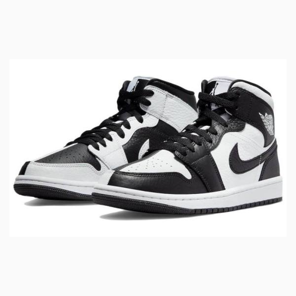 Black / White Nike Mid Split Basketball Shoes Women's Air Jordan 1 | JD-451JF