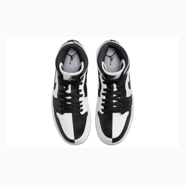 Black / White Nike Mid Split Basketball Shoes Women's Air Jordan 1 | JD-451JF