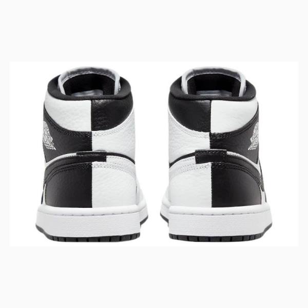 Black / White Nike Mid Split Basketball Shoes Women's Air Jordan 1 | JD-451JF