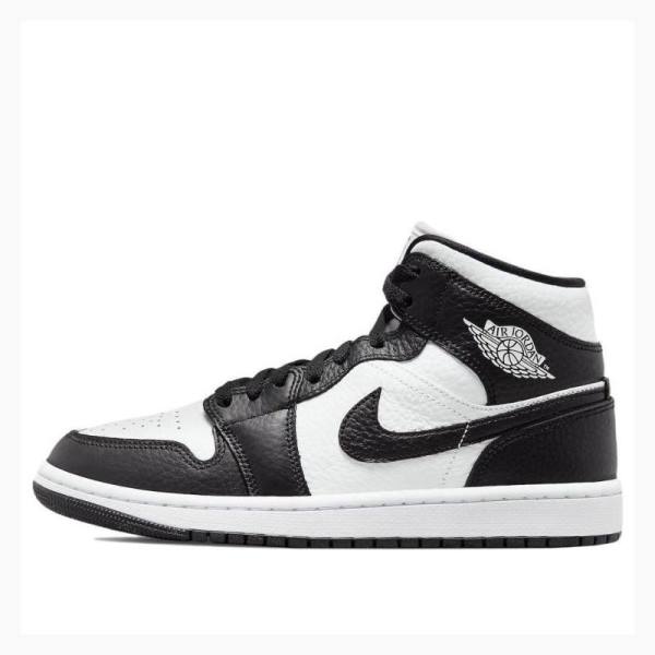 Black / White Nike Mid Split Basketball Shoes Women\'s Air Jordan 1 | JD-451JF