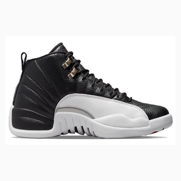 Black / White Nike Playoffs Basketball Shoes Men's Air Jordan 12 | JD-351BI