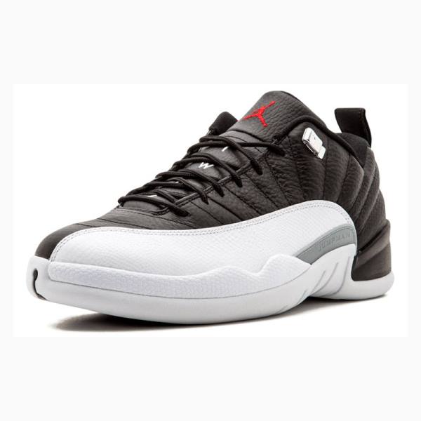 Black / White Nike Retro Low Playoffs Sneakers Men's Air Jordan 12 | JD-279AF