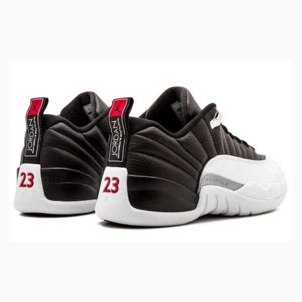 Black / White Nike Retro Low Playoffs Sneakers Men's Air Jordan 12 | JD-279AF