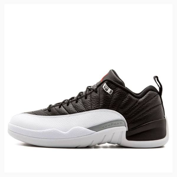 Black / White Nike Retro Low Playoffs Sneakers Men\'s Air Jordan 12 | JD-279AF