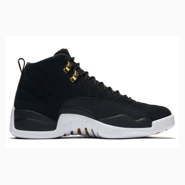 Black / White Nike Retro Reverse Taxi Basketball Shoes Men's Air Jordan 12 | JD-981EK