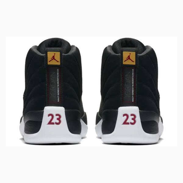 Black / White Nike Retro Reverse Taxi Basketball Shoes Men's Air Jordan 12 | JD-981EK