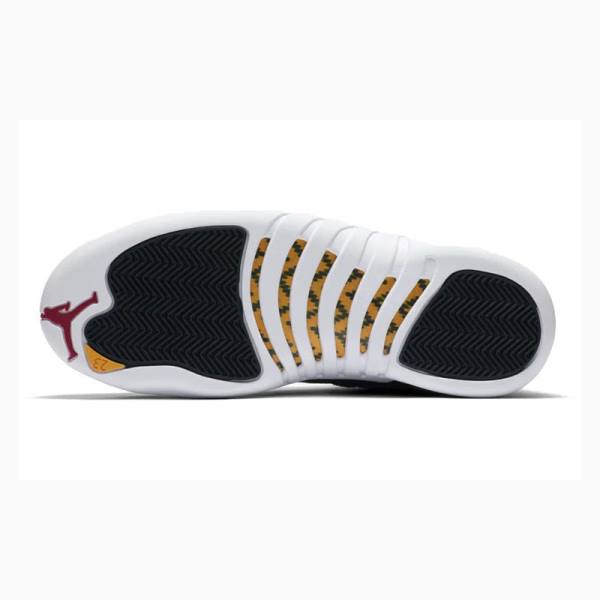 Black / White Nike Retro Reverse Taxi Basketball Shoes Men's Air Jordan 12 | JD-981EK