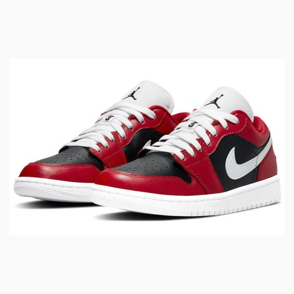 Black / White / Red Nike Low Reverse Chicago Flip Sneakers Women's Air Jordan 1 | JD-907AN