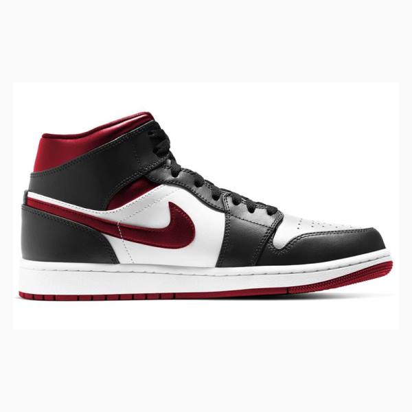 Black / White / Red Nike Mid Basketball Shoes Men's Air Jordan 1 | JD-947CF