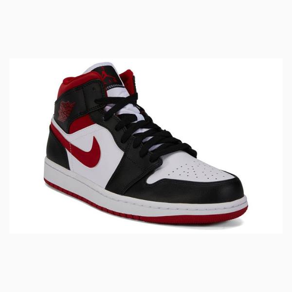 Black / White / Red Nike Mid Basketball Shoes Men's Air Jordan 1 | JD-947CF