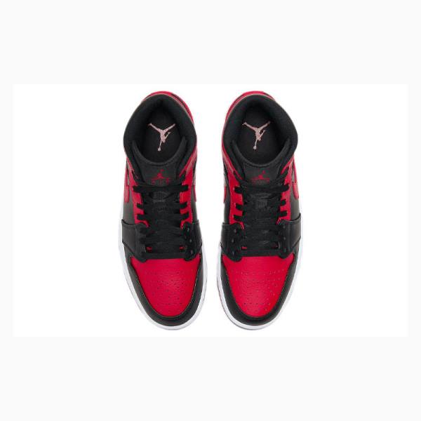 Black / White / Red Nike Mid Bred Banned Basketball Shoes Men's Air Jordan 1 | JD-731JX