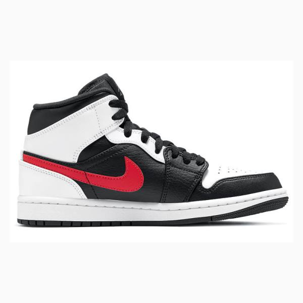 Black / White / Red Nike Mid Chile Basketball Shoes Men's Air Jordan 1 | JD-328VY