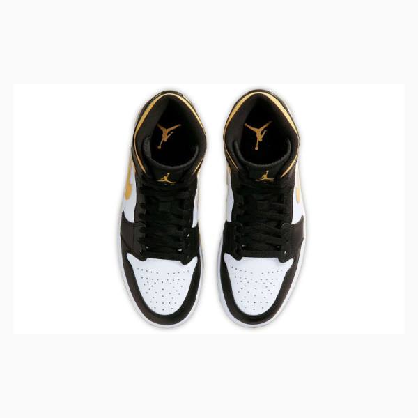 Black / White / Yellow Nike Mid Pollen Basketball Shoes Men's Air Jordan 1 | JD-801OG