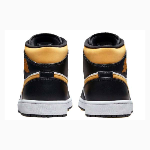 Black / White / Yellow Nike Mid Pollen Basketball Shoes Men's Air Jordan 1 | JD-801OG