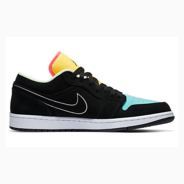 Black / Yellow / Green Nike Low SE Sneakers Men's Air Jordan 1 | JD-382YR