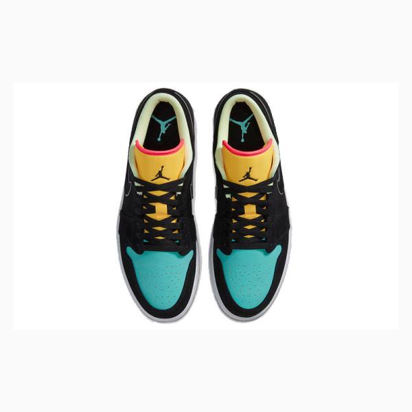 Black / Yellow / Green Nike Low SE Sneakers Men's Air Jordan 1 | JD-382YR