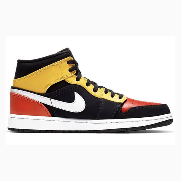 Black / Yellow / Orange Nike Mid SE Basketball Shoes Men's Air Jordan 1 | JD-072WH