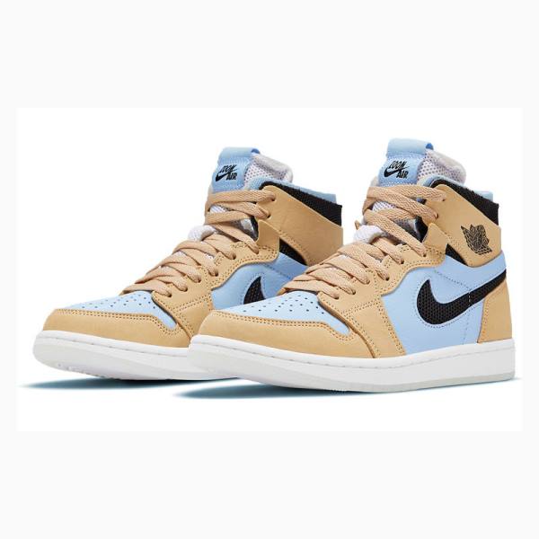 Blue / Beige Nike Zoom Air CMFT 'Sesame' Basketball Shoes Women's Air Jordan 1 | JD-172HV