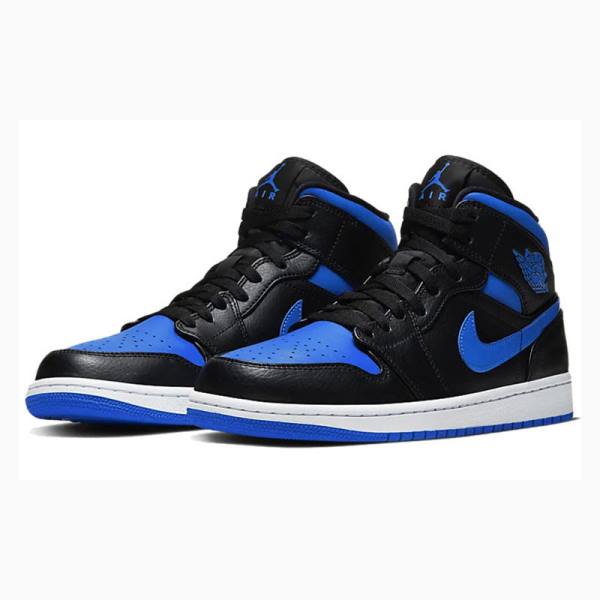 Blue / Black Nike Mid Hyper Royal Basketball Shoes Men's Air Jordan 1 | JD-146KJ