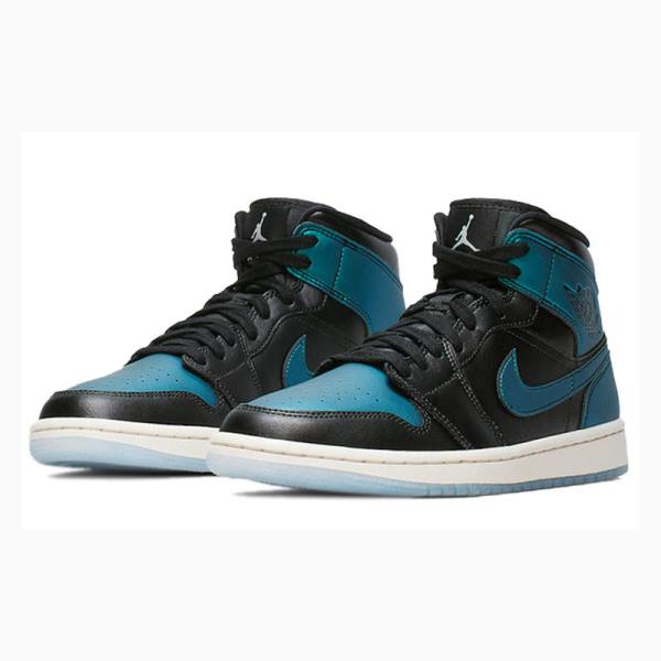 Blue / Black Nike Mid Iridescent Basketball Shoes Women's Air Jordan 1 | JD-439ZO