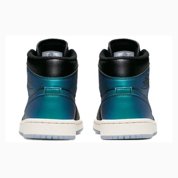 Blue / Black Nike Mid Iridescent Basketball Shoes Women's Air Jordan 1 | JD-439ZO