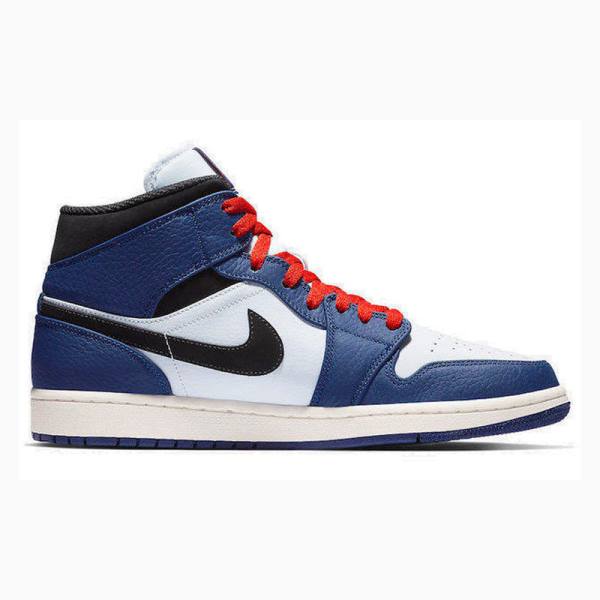 Blue / Black Nike Mid SE Deep Royal Basketball Shoes Men's Air Jordan 1 | JD-672LJ