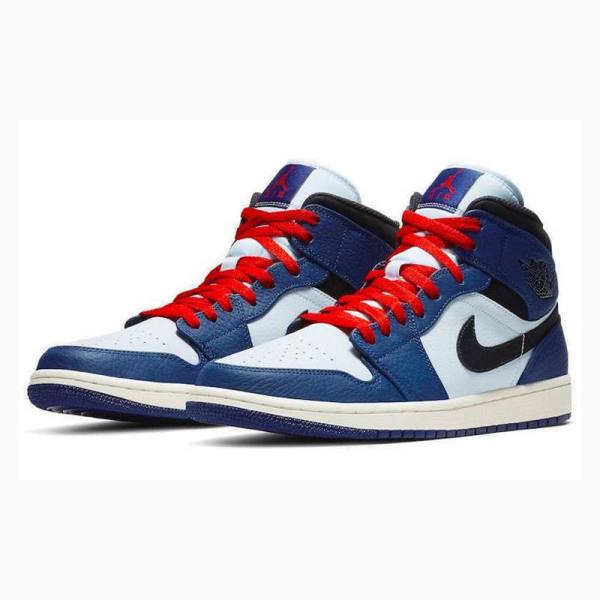 Blue / Black Nike Mid SE Deep Royal Basketball Shoes Men's Air Jordan 1 | JD-672LJ