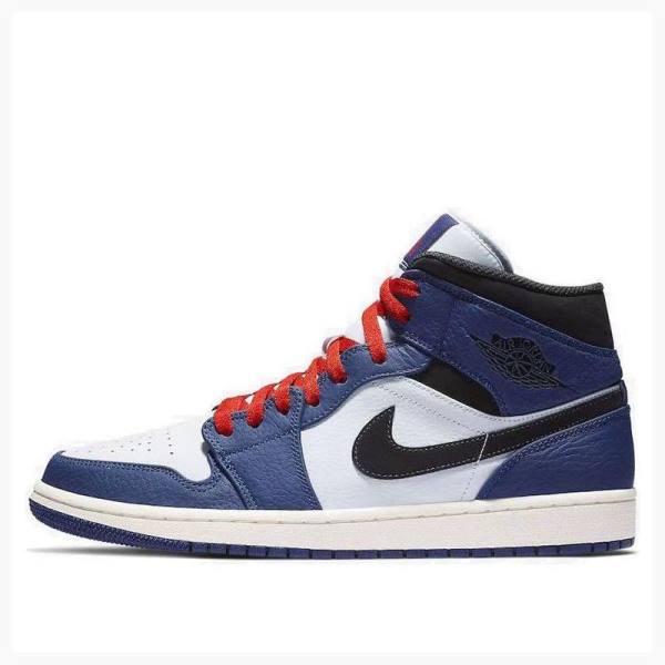 Blue / Black Nike Mid SE Deep Royal Basketball Shoes Men\'s Air Jordan 1 | JD-672LJ