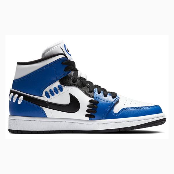 Blue / Black Nike Mid SE Sisterhood Basketball Shoes Women's Air Jordan 1 | JD-163AO