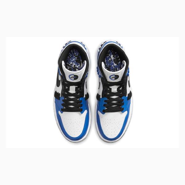 Blue / Black Nike Mid SE Sisterhood Basketball Shoes Women's Air Jordan 1 | JD-163AO