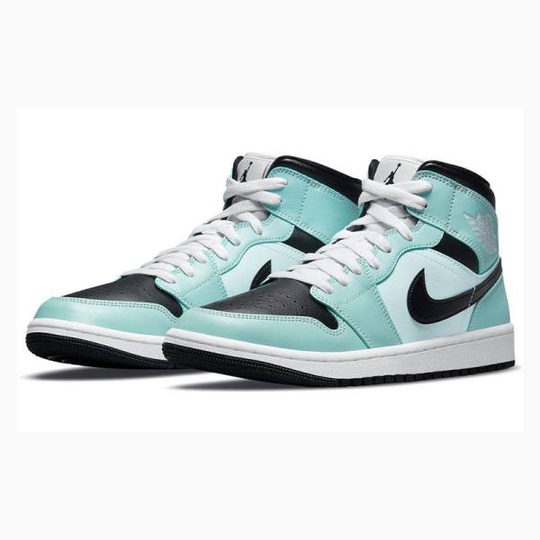 Blue / Black Nike Mid Teal Tint Basketball Shoes Women's Air Jordan 1 | JD-281VW