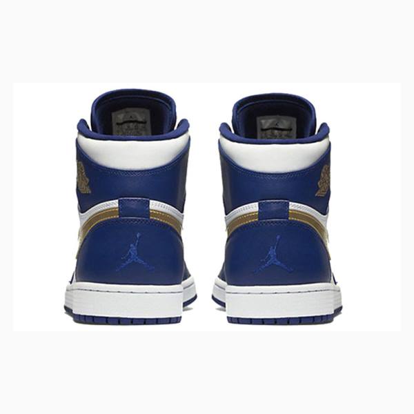 Blue / Gold Nike Retro High Olympic Metal Basketball Shoes Men's Air Jordan 1 | JD-857BW