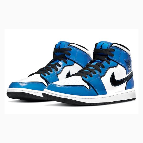 Blue Nike Mid SE Signal Basketball Shoes Men's Air Jordan 1 | JD-043GF