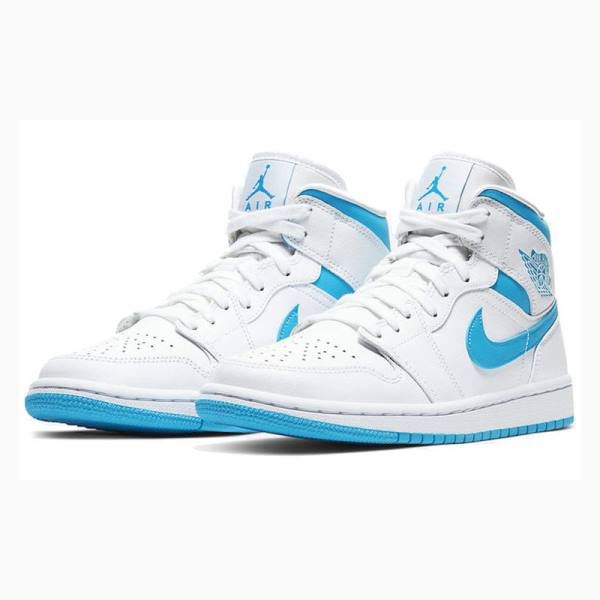 Blue Nike Mid UNC UNC Basketball Shoes Women's Air Jordan 1 | JD-392JE