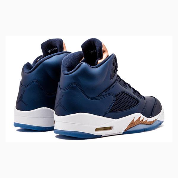 Blue Nike Retro Bronze Basketball Shoes Men's Air Jordan 5 | JD-437EB