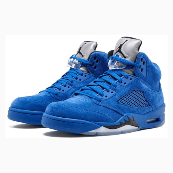 Blue Nike Retro Flight Suit - Suede Basketball Shoes Men's Air Jordan 5 | JD-289CU