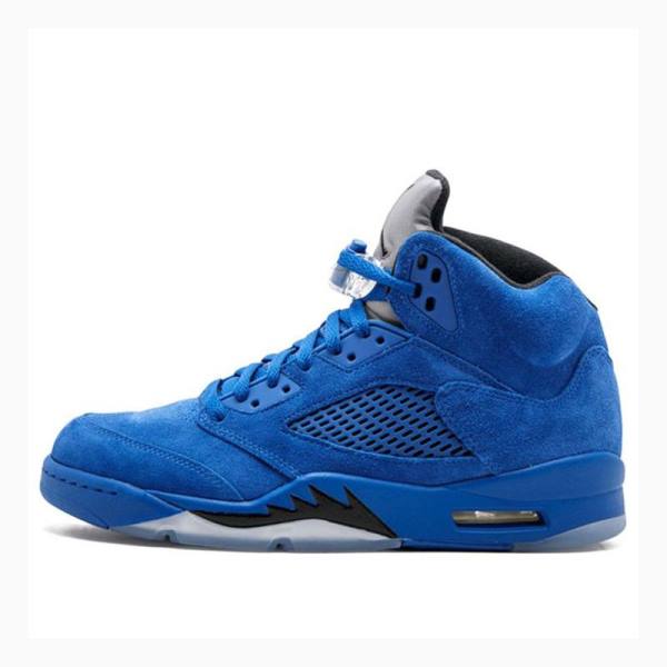 Blue Nike Retro Flight Suit - Suede Basketball Shoes Men\'s Air Jordan 5 | JD-289CU