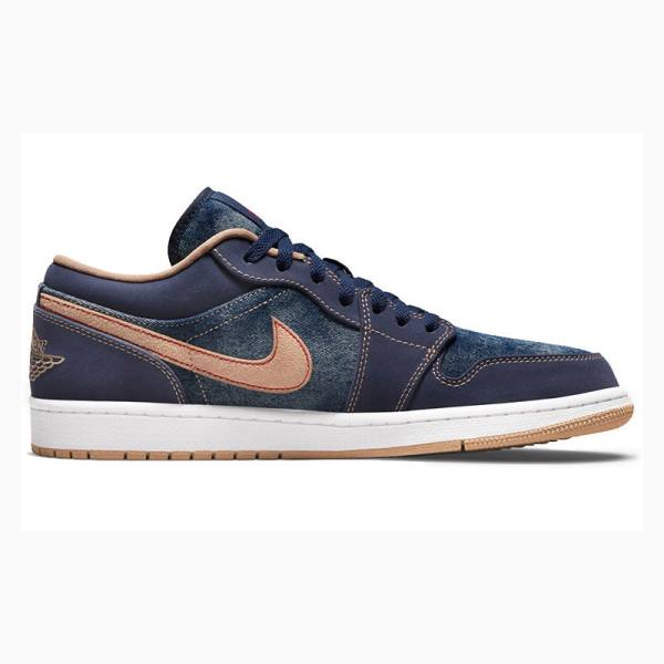 Blue / Orange Nike Low SE Denim Sneakers Men's Air Jordan 1 | JD-965PH