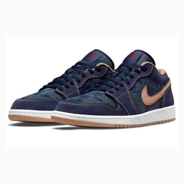 Blue / Orange Nike Low SE Denim Sneakers Men's Air Jordan 1 | JD-965PH