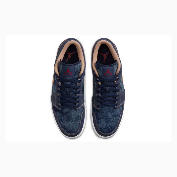 Blue / Orange Nike Low SE Denim Sneakers Men's Air Jordan 1 | JD-965PH