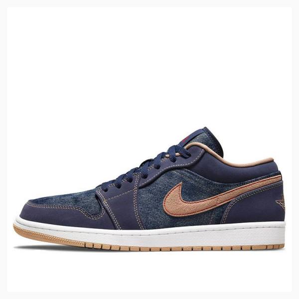 Blue / Orange Nike Low SE Denim Sneakers Men\'s Air Jordan 1 | JD-965PH