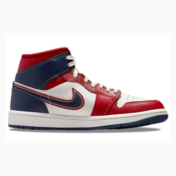 Blue / Red Nike Mid Basketball Shoes Women's Air Jordan 1 | JD-823PM