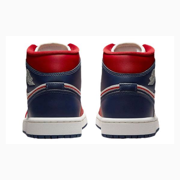 Blue / Red Nike Mid Basketball Shoes Women's Air Jordan 1 | JD-823PM