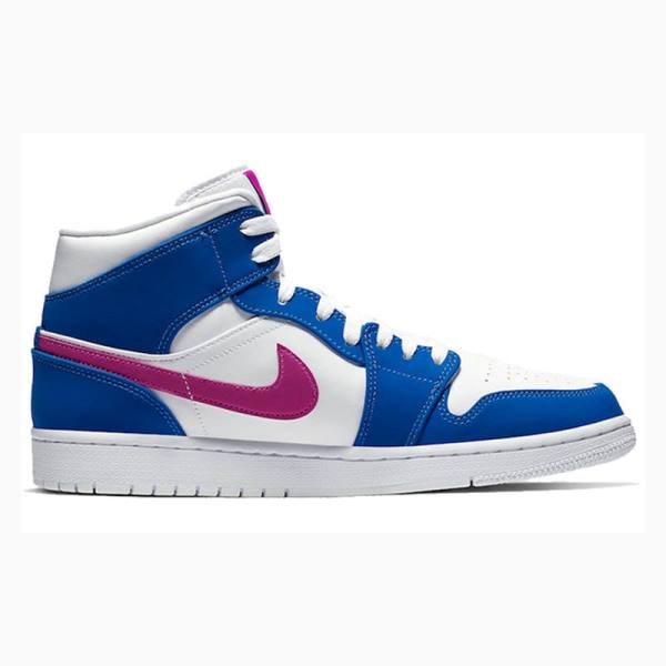 Blue / Red Nike Mid Hyper Royal Violet Basketball Shoes Men's Air Jordan 1 | JD-019GE