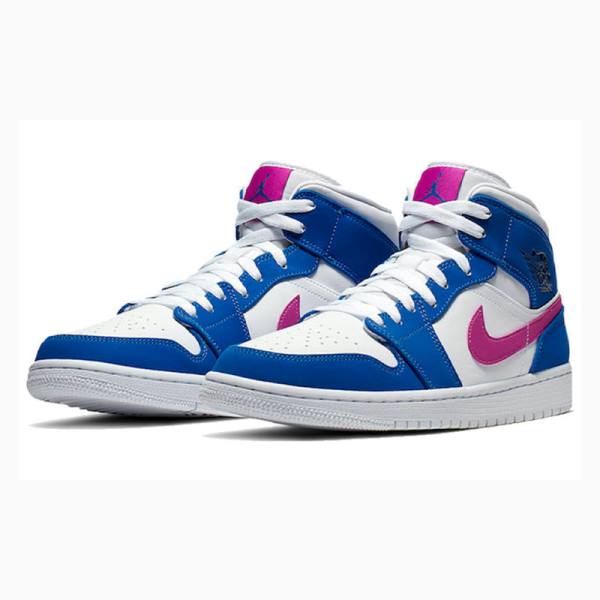 Blue / Red Nike Mid Hyper Royal Violet Basketball Shoes Men's Air Jordan 1 | JD-019GE