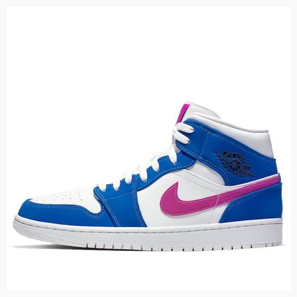 Blue / Red Nike Mid Hyper Royal Violet Basketball Shoes Men\'s Air Jordan 1 | JD-019GE