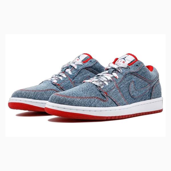 Blue / Red Nike Retro Low Denim Sneakers Women's Air Jordan 1 | JD-235CW