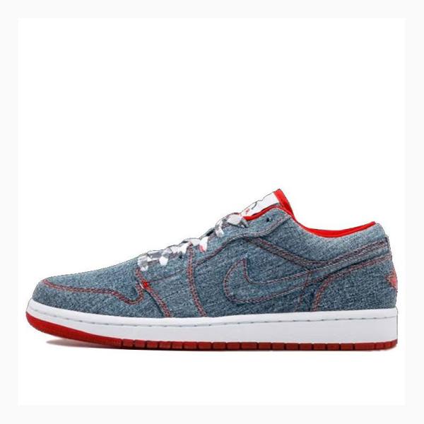 Blue / Red Nike Retro Low Denim Sneakers Women\'s Air Jordan 1 | JD-235CW